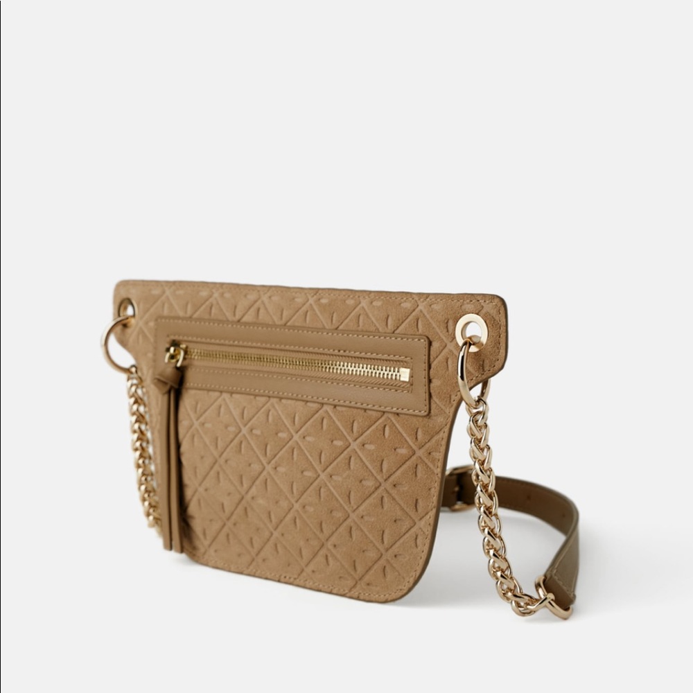 ZARA EMBOSSED LEATHER CROSSBODY BELT BAG